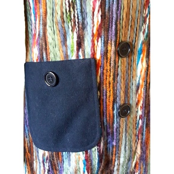 Moon Collection multi-color 'yarn' woven coat jacket striped M - Picture 8 of 11